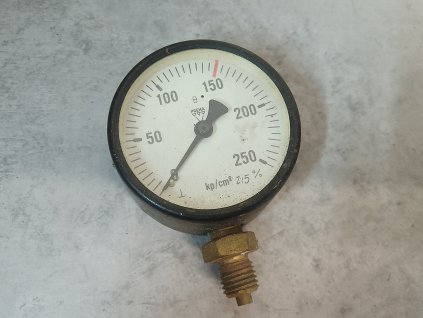 Manometr (tlakoměr) D63mm 0-250 kp/cm2 spodní vývod M12x1,5 - voda, vzduch