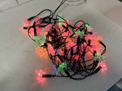 Retro staré elektrické vánoční osvětlení KVĚTINY 50 svíček , svíčky, žárovky, řetěz