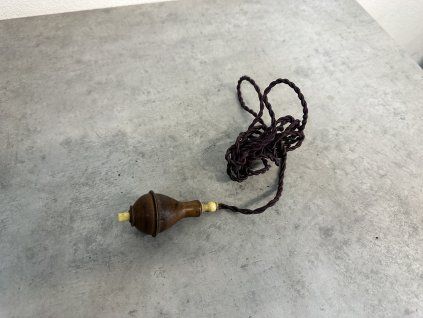 Starý retro spínač na kabel kabelový šňůrový - dřevěný