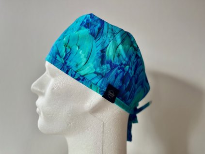 Chirurgická čepice - Modré peří
