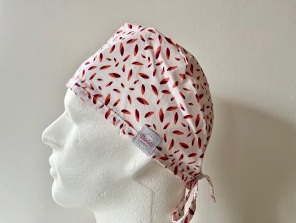 Chirurgická čepice - červené lístky