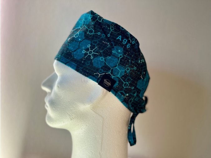 Chirurgická čepice - chemické vzorce modré
