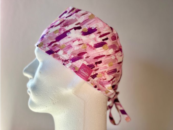 Chirurgická čepice - růžovo-zlaté šmouhy