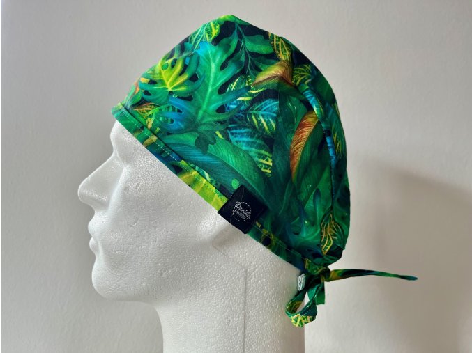 Chirurgická čepice - Palmové listí zelené