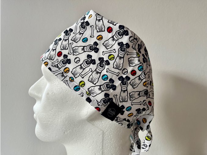 Chirurgická čepice - Pejsci s míčem