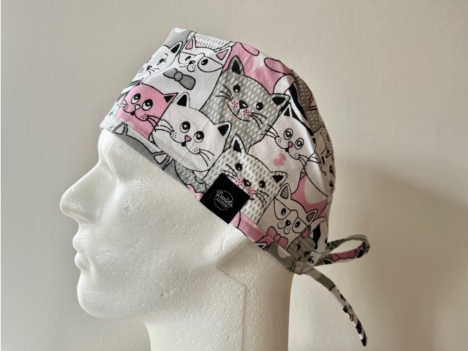 Chirurgická čepice - Růžové kočky