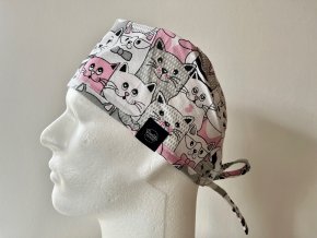 Chirurgická čepice - Růžové kočky