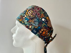 Chirurgická čepice - Batika  modro- hnědá