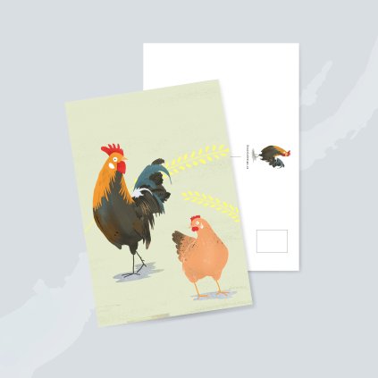 velikonocni pohled kohout a slepicka 01