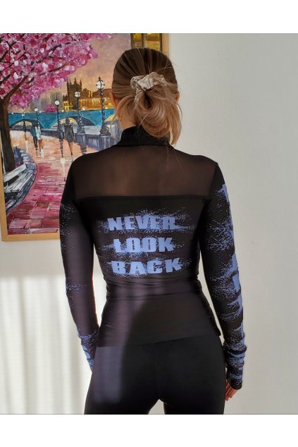 NEVER LOOK BACK MIKINA - BLACK/BLUE