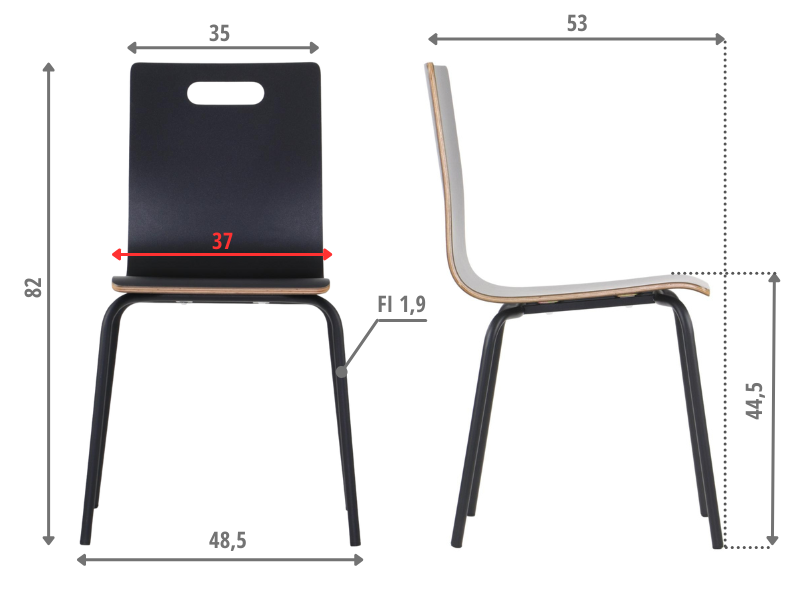 Drevená jedálenská stolička SHELL BK Farba: Šedá