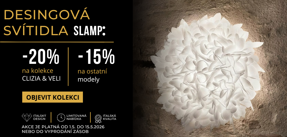 Speciální akce na svítidla značky SLAMP. Sleva až - 20 %.