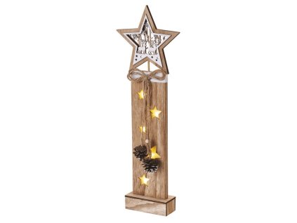 LED dekorace dřevěná – hvězdy, 48 cm, 2x AA, časovač