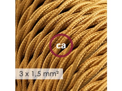 48284 textilni elektricky kabel 3x1 5 spiralovy umely hedvab tm05 zlaty