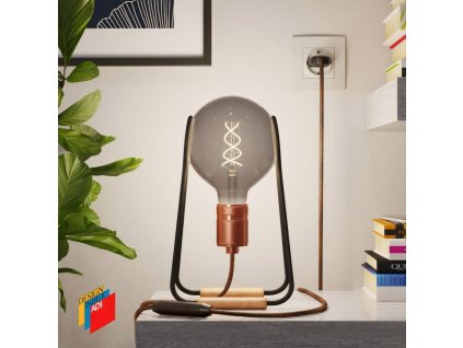 Stolní lampa Taché elegant s textilním kabelem, vypínačem a dvoupólovou zástrčkou (Barva kabelu Černo-měděný)