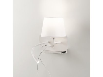 Nástěnné LED svítidlo HOLD pravé, 3W + 1xE27 15W, CRI90, 2x vstup USB/USBC