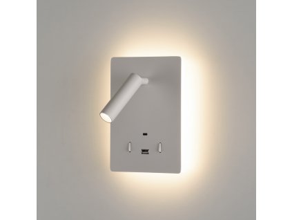 Nástěnné LED svítidlo MANAT, v. 19 cm, 12W + 3W, CRI90, 2x vstup USB/USBC