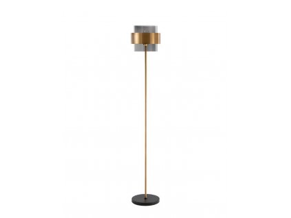 Stojací lampa SIANNA kouřové sklo mosazný zlatý kov E27 1x12W