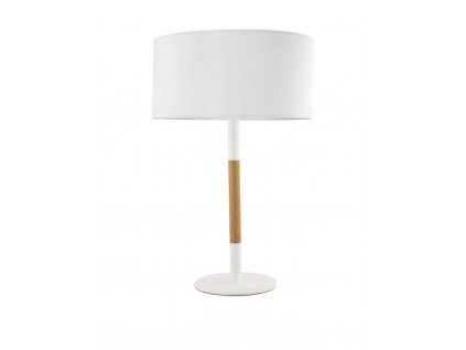 Stolní lampa ARRIGO přírodní Dřevo a bílá kov bílé stínidlo E27 1x12W