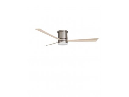 Stropní ventilátor se světlem SATIN broušený nikl ocel a sklo dřevěné listy 5 rychlostí 35W LED 18W 3000K