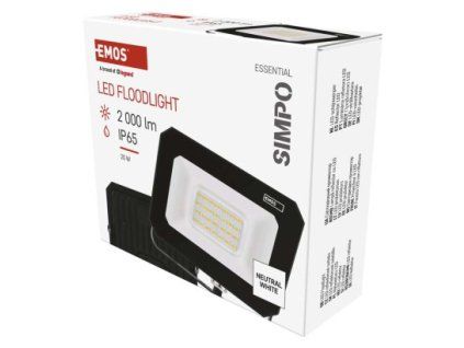 LED reflektor SIMPO 20 W, černý, neutrální bílá, IP65