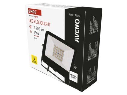LED reflektor AVENO 20W, černý, neutrální bílá, IP66