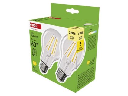 LED žárovka Filament A60 / E27 / 5,9 W (60 W) / 806 lm / teplá bílá