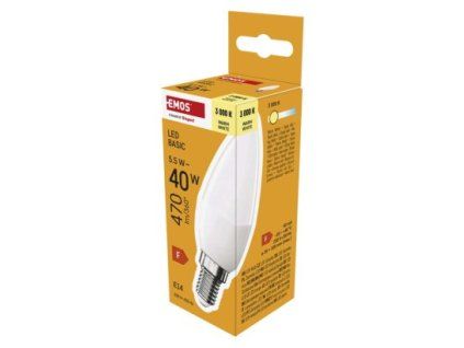 61648 led zarovka basic svicka e14 5 5 w 40 w 470 lm tepla bila