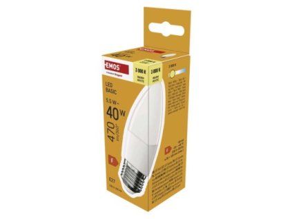 61651 led zarovka basic svicka e27 5 5 w 40 w 470 lm tepla bila