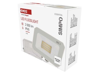 62315 led reflektor simpo 20w bily ip65 2000 lm neutralni bila