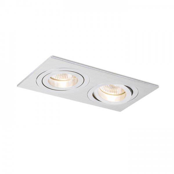 PASADENA GU10 SQ II zápustná česaný hliník 230V GU10 2x50W - RED - DESIGN RENDL