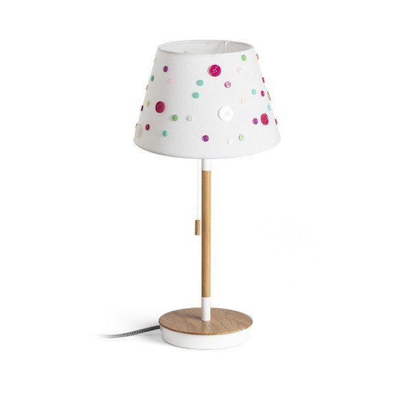 KEITH/DELISA stolní s USB bílá knoflíky/buk 230V E27 7W - RED - DESIGN RENDL