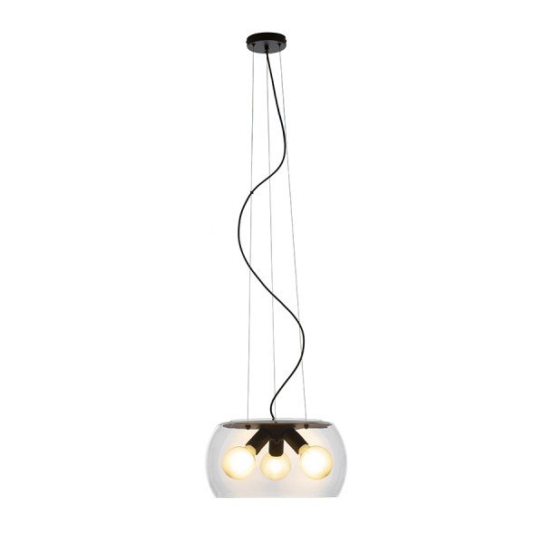 AMANDA závěsná matná černá čiré sklo 230V E27 3x15W - RED - DESIGN RENDL