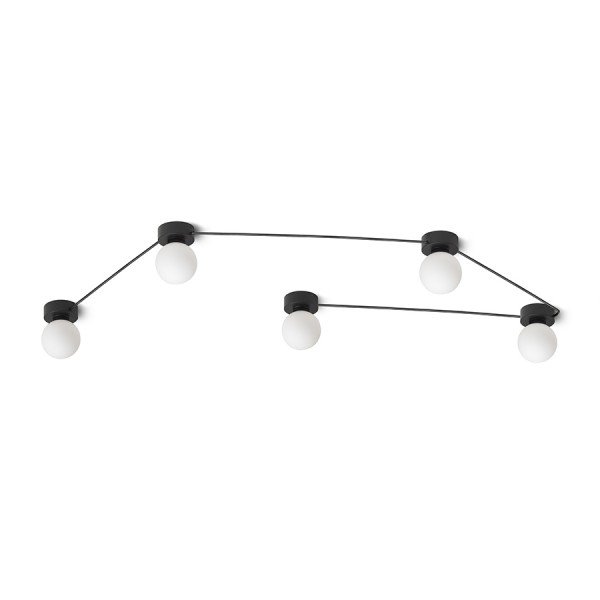 Levně VELA V stropní černá opálové sklo 230V G9 5x6W - RED - DESIGN RENDL