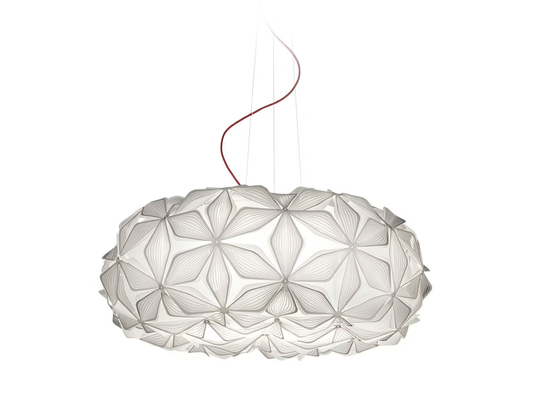Levně Slamp Závěsné svítidlo C'EST LA VIE, LARGE, pr. 70cm, 4xE27 Barva: Bílá, Barva kabelu: červená