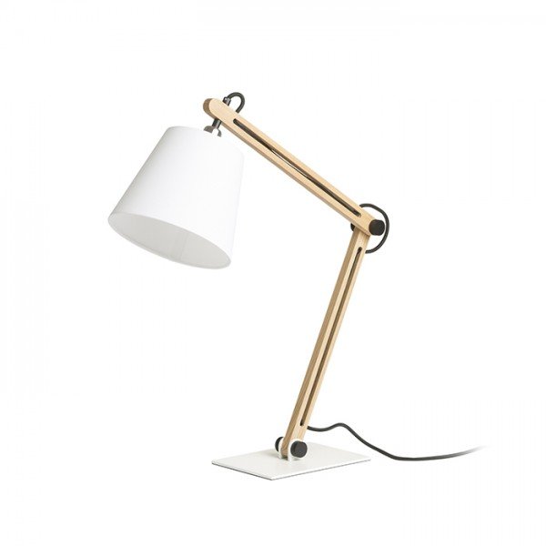 NIZZA stolní Polycotton bílá/dřevo 230V E14 7W - RED - DESIGN RENDL