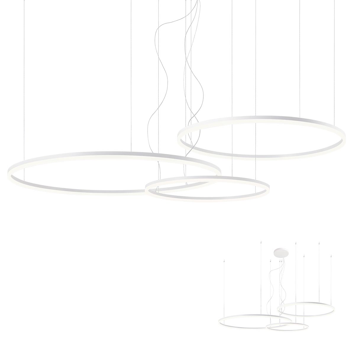 Redo Závěsné LED svítidlo ORBIT ø100/ø80/ø60 cm, 3000K, 3 kruhy Barva: Bílá, Stmívání, řízení: TRIAC