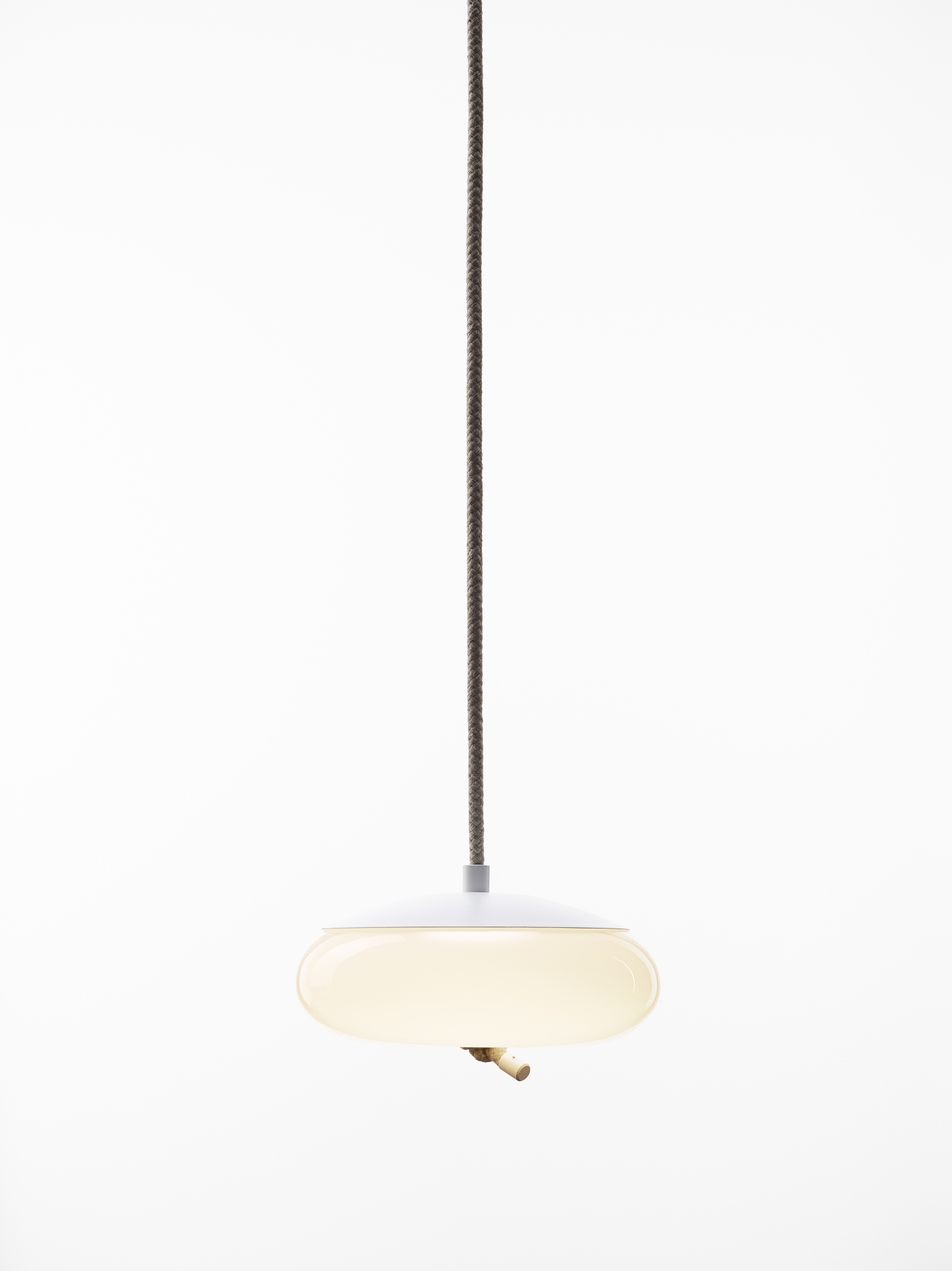 Brokis Designové závěsné svítidlo Knot Disco Small, PC1037 Barva skla: Hnědá kouřová - transparentní sklo, Povrchová úprava baldachýnu: Nerezová ocel - broušená, Povrch reflektoru: Nerezová ocel - broušená