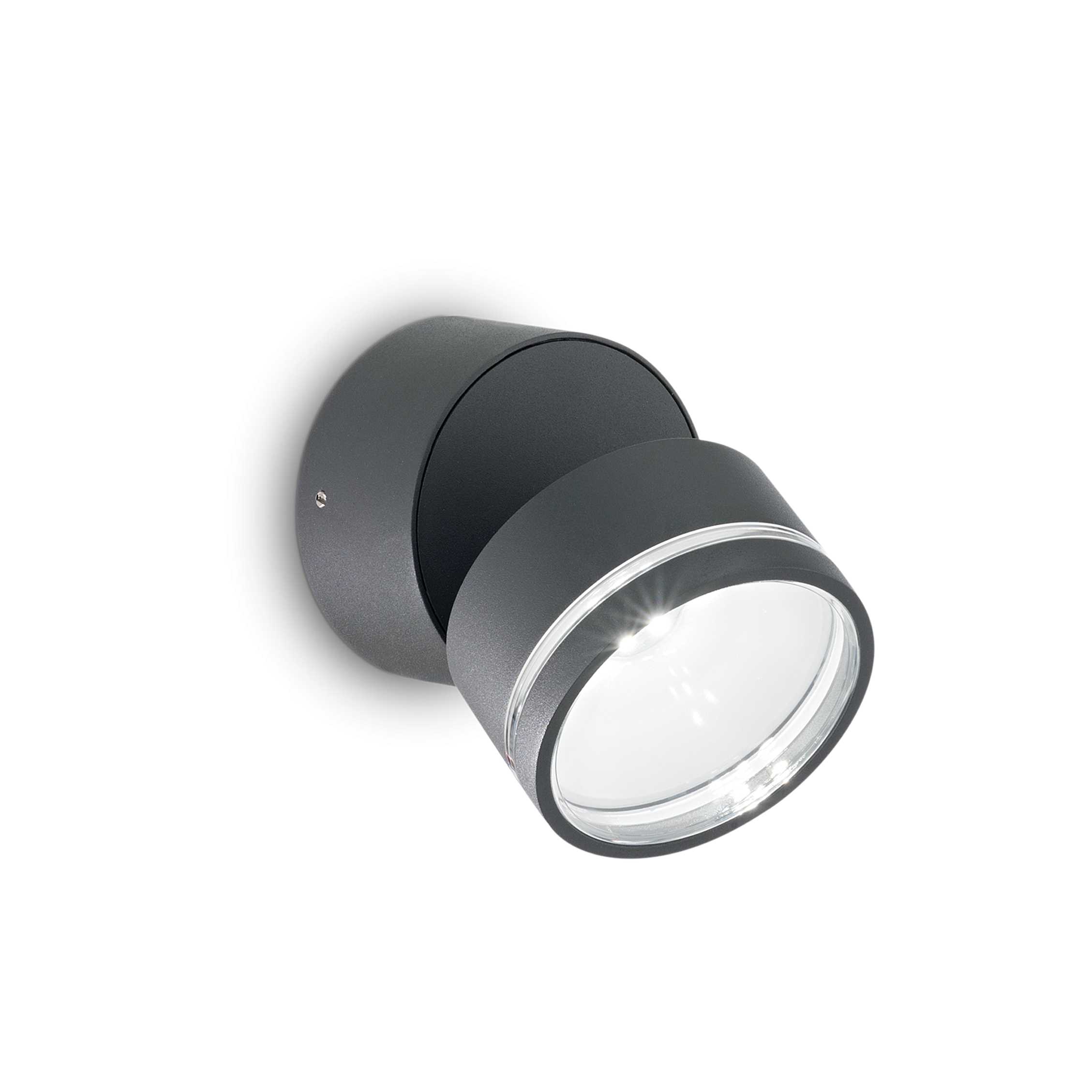 Ideal Lux LED Venkovní nástěnné svítidlo Omega Round AP1, 3000K Barva: Antracit