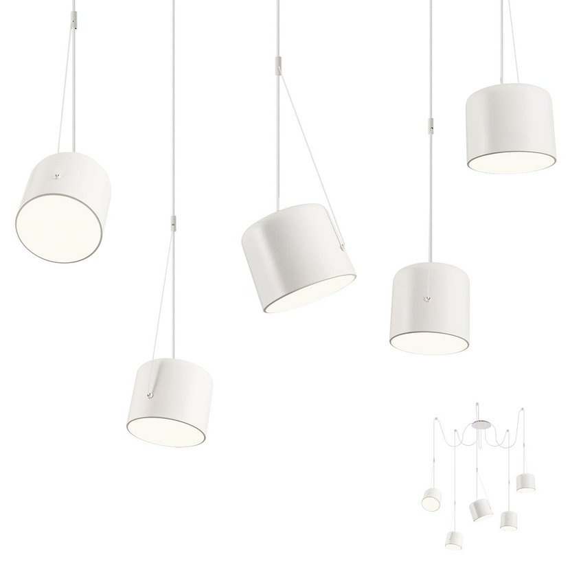Redo Závěsné svítidlo DODO, 5x Ø 16cm, kabel 3m Barva: Bílá