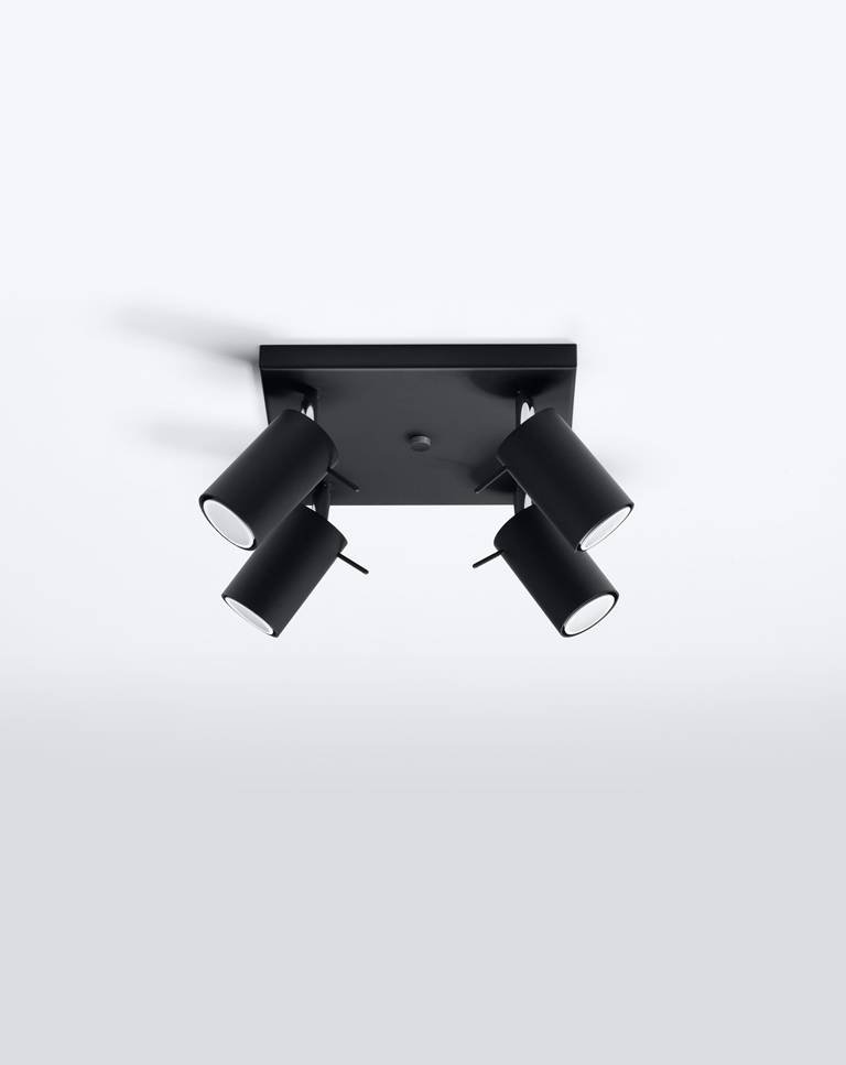 Levně Sollux Stropní/nástěnné svítidlo RING 4 ø 8 cm, čtvercové Barva: Černá