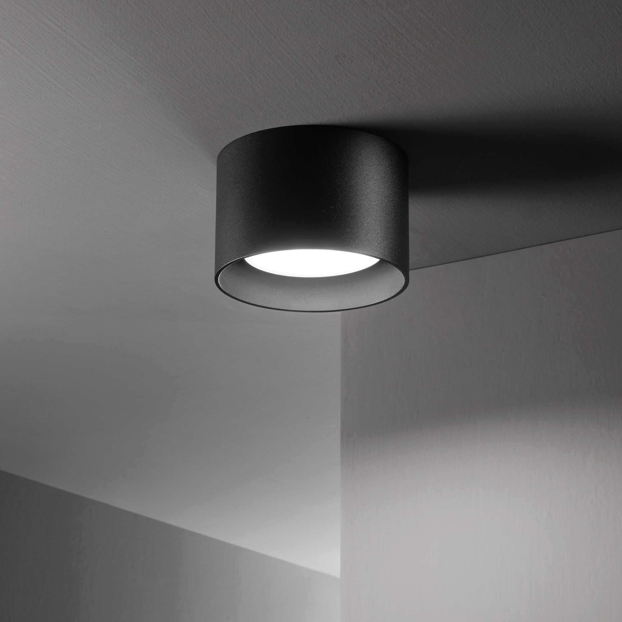 Ideal Lux Stropní přisazené svítidlo SPIKE PL1, Ø 100 mm Barva: Černá