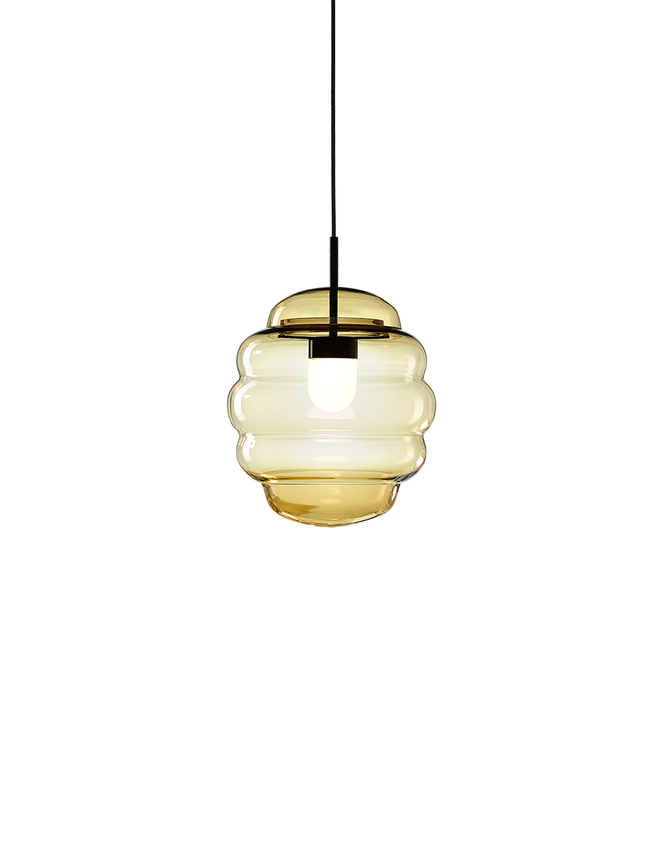 Bomma Luxusní závěsné svítidlo Blimp small, ø 30 cm s baldachýnem Stmívání, řízení: Casambi, Barva skla: Amber