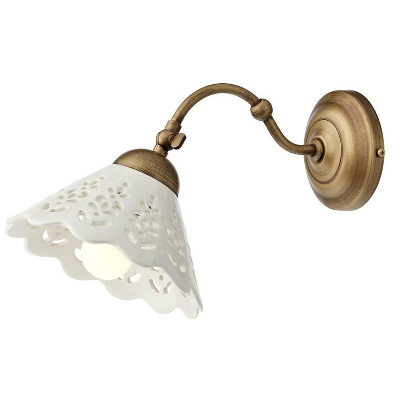 Levně Incanti Rustikální nástěnné svítidlo Lea 02, ø 18 cm, keramické Barva: Mosaz