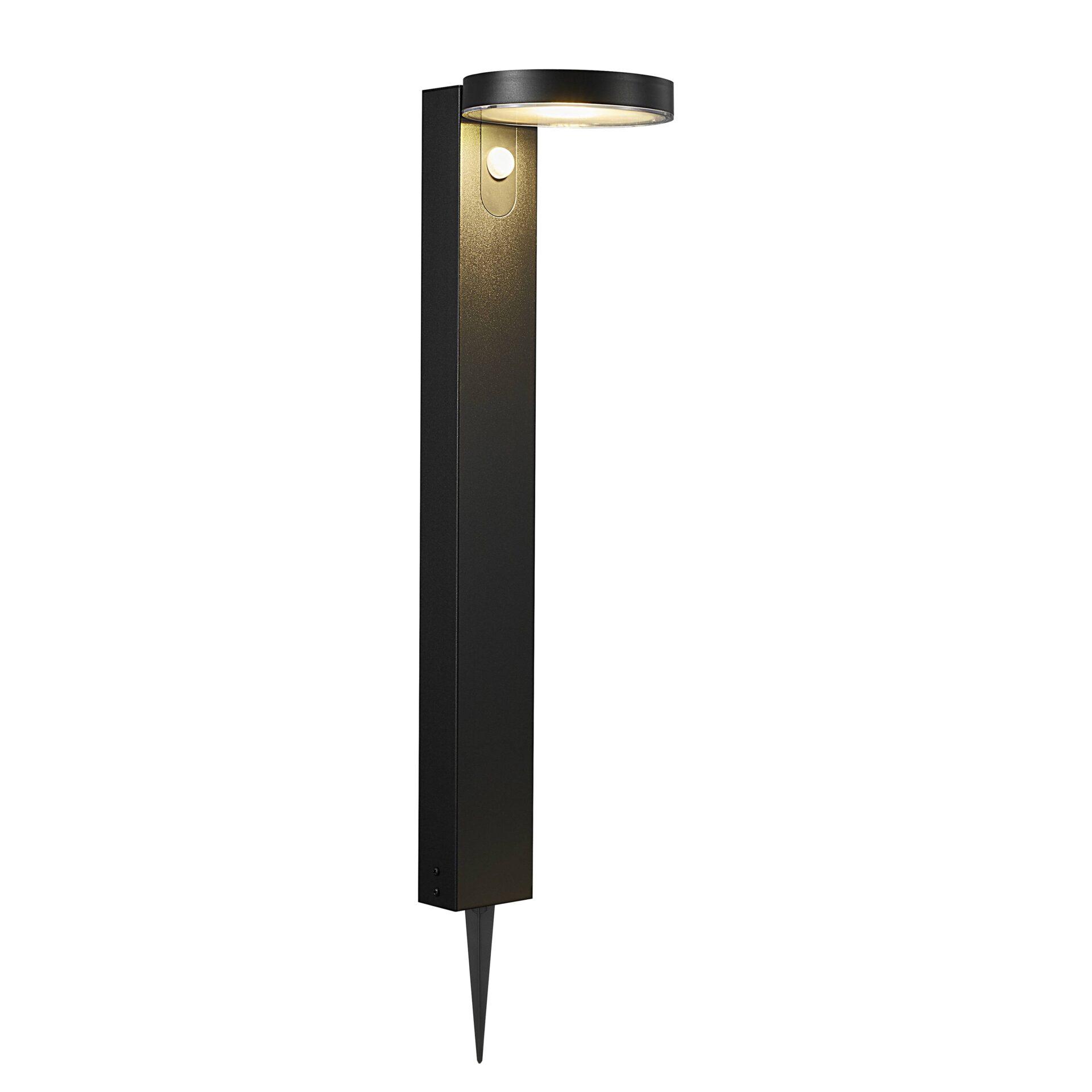 Nordlux Solární LED sloupek s bodcem a senzorem Rica - kulatý