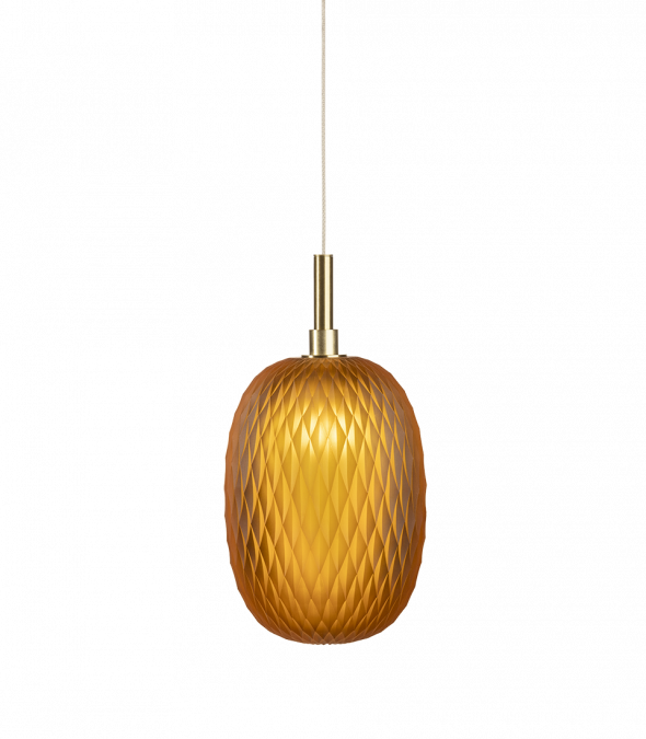 Bomma Luxusní závěsné svítidlo Metamorphosis Large s baldachýnem Barva: Amber, Povrch Montury: Kartáčovaná zlatá