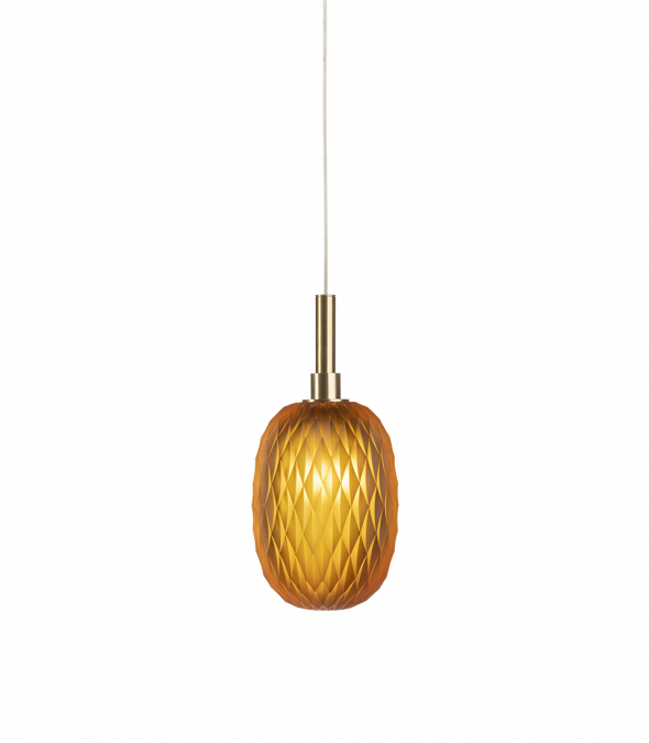 Bomma Luxusní závěsné svítidlo Metamorphosis Small s baldachýnem Barva: Amber, Povrch Montury: Kartáčovaná zlatá