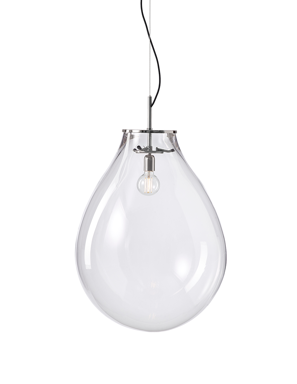 Bomma Luxusní závěsné svítidlo Tim large, ø 65 cm Barva: Čiré sklo, Povrch Montury: Stříbrná