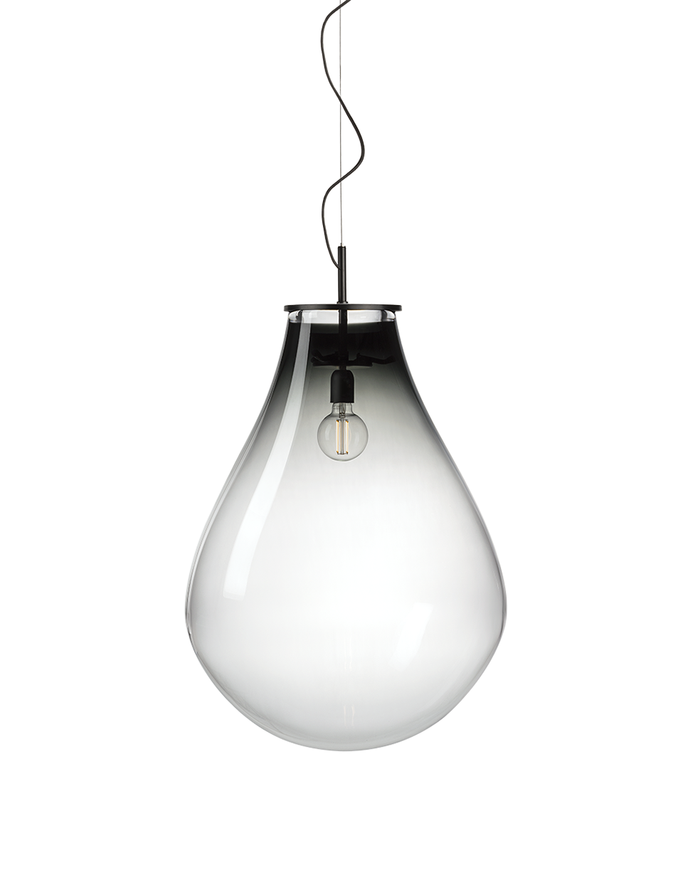 Bomma Luxusní závěsné svítidlo Tim large, ø 65 cm Barva: Kouřové sklo, Povrch Montury: Černá