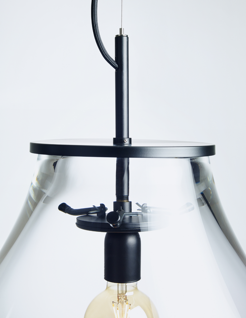 Bomma Luxusní závěsné svítidlo Tim large, ø 65 cm Barva: Čiré sklo, Povrch Montury: Černá